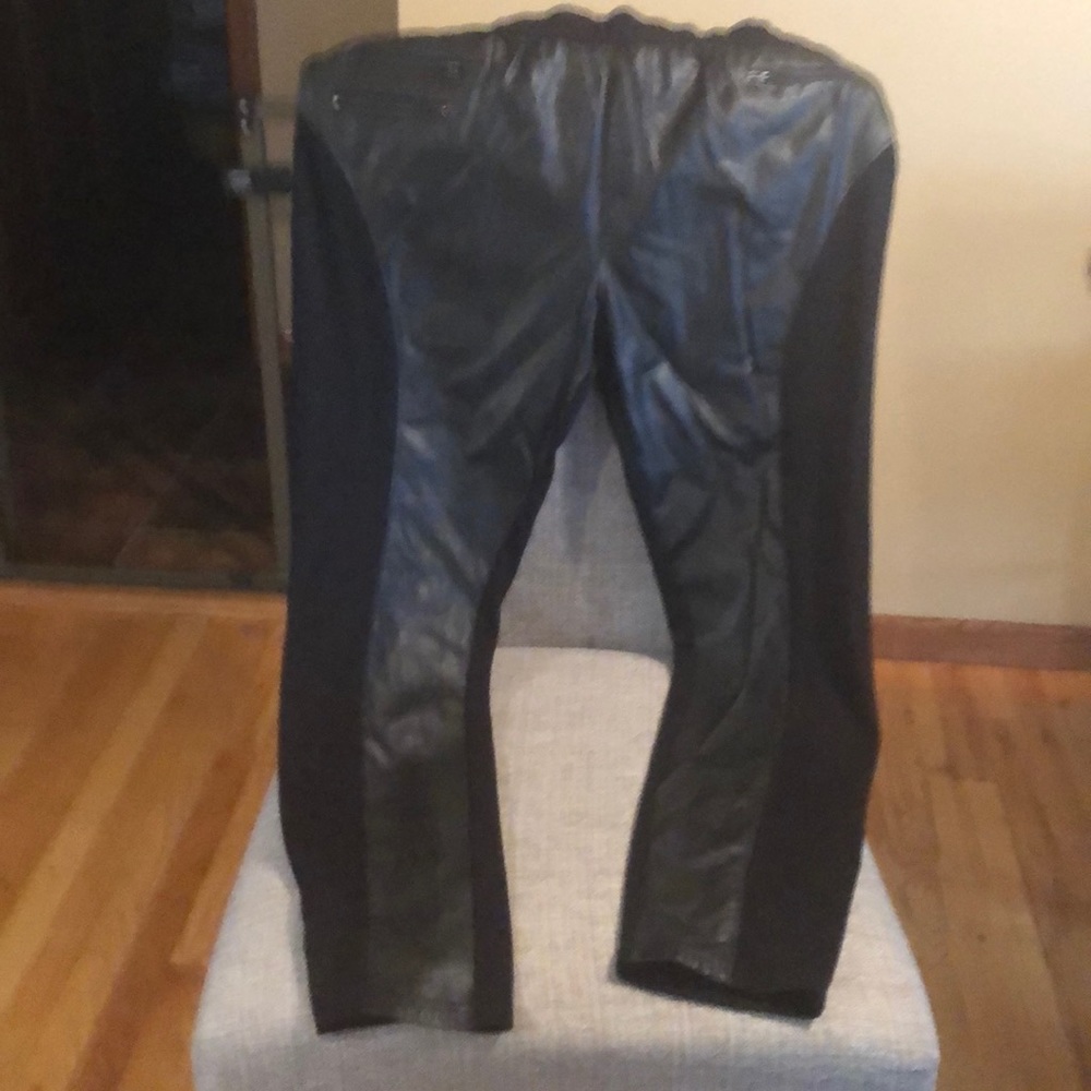 Faux leather front leggings